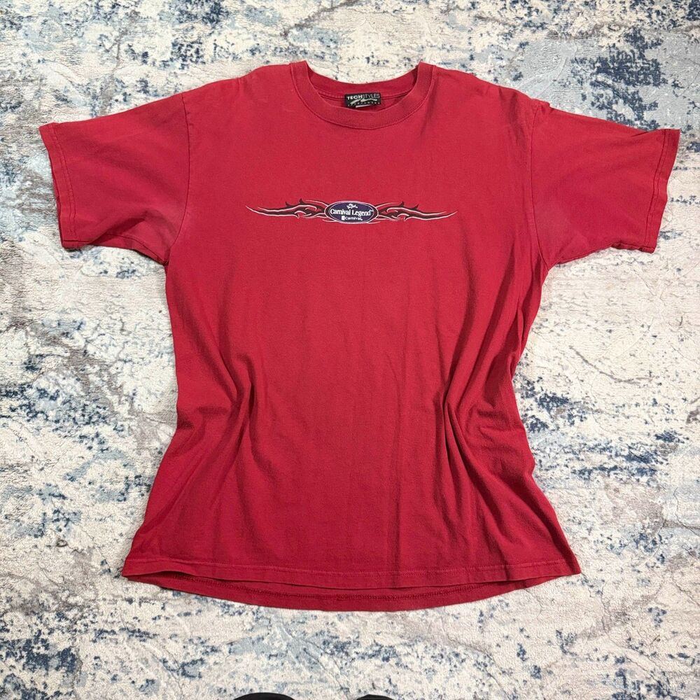 Vtg Caraval Fantasy Y2K Tribal 2000s Red TShirt Cotton Large
